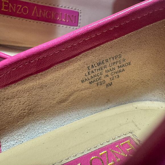 Vintage Barbiecore Enzo Angiolini Hot Pink Leather Loafers | Square Toe Flats 8M - Picture 9 of 9